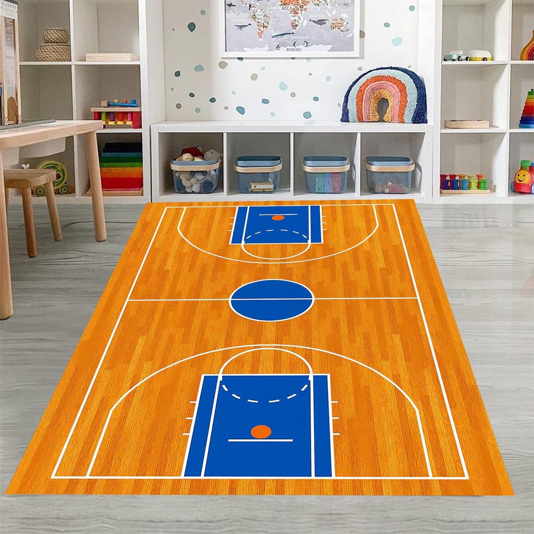 Basketball Court Rug: Sports Theme Kids Room Decor - Etsy