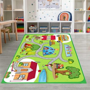 City Road Rug, Ultra Soft Kids Play Rug, Road Map Kids Rug, Rug For Kids Room, Playground Rug, Nursery Rug, Nursery Decor,Kids Room Rug