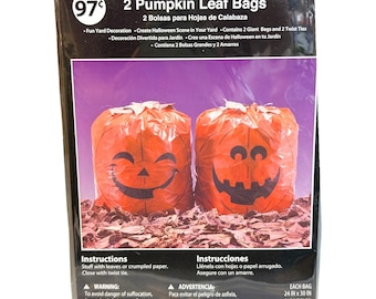 Halloween Pumpkin Leaf Collection Bags Smiley VTG 80s 90s Outdoor Decor