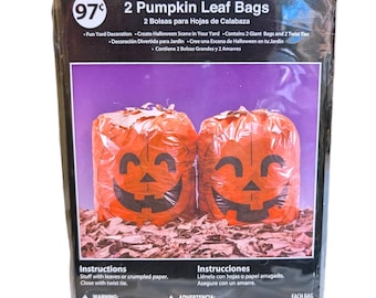 Halloween Pumpkin Leaf Collection Bags Smiley VTG 80s 90s Outdoor Decor