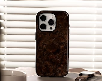 ESPRESSO brown marble phone case stylish minimalist style for iPhone 17, 16, 15, 14, 13, 12, Plus, Pro Max, Samsung S25, S24, S23, S22 Ultra
