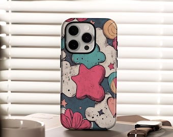 Star And Cloud Collage Phone Case, Starry Phone Cover for iPhone 17 16 15 14 13 12 11 Pro Max Mini Samsung Galaxy S25 S24 S22 S23 S21