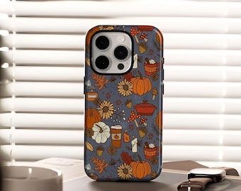 Coque de portable Pumpkin Spice & Good Things, automne, avec iPhone 17, 16, 15, 14, 13, 12 Plus, Pro Max, Samsung S25, S24, S23, S22 Ultra
