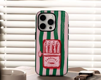 Retro Sardine Tin MagSafe Phone Case, Italian Summer Moodboard Gift, for iPhone 17 16 15 14 13 12 Plus Pro Max Samsung S25 S24 S23 S22 Ultra
