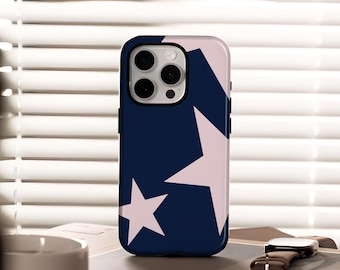 Navy Pink Star Phone Case Star Phone Case Compatible with iPhone 17, 16, 15, 14, 13, 12, Plus, Pro Max and Samsung S25, S24, S23, S22 Ultra