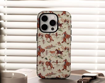 Western Cowboy Handyhülle Rodeo TOUGH Cover Kompatibel mit iPhone 17, 16, 15, 14, 13, 12, Plus, Pro Max, Samsung S25, S24, S23, S22 Ultra