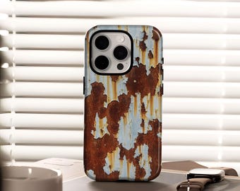 Rustikale Metalltextur Design robuste Handyhülle, kompatibel mit iPhone 17 16 15 14 13 12 Plus Pro Max, Samsung S25 S24 S23 S22 Ultra