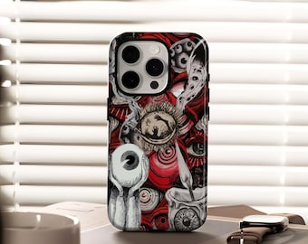 Funda para teléfono con ojos espeluznantes: diseño grunge de terror para iPhone 17, 16, 15, 14, 13, 12, Plus, Pro Max, Samsung S25, S24, S23, S22 Ultra