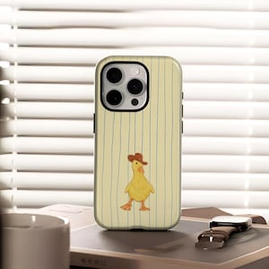 Cute Yellow Duck in Cowboy Hat Phone Case | Watercolor Cottagecore Aesthetic Tough and Slim And Magnetic Case