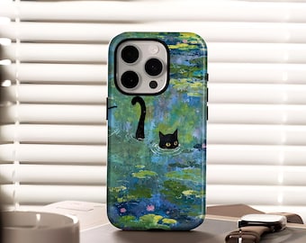 Black cat-themed phone case, cute phone case, compatible with iPhone 17, 16, 15, 14, 13, 12, Pro Max, Samsung S25, S24, S23, S22 Ultra.