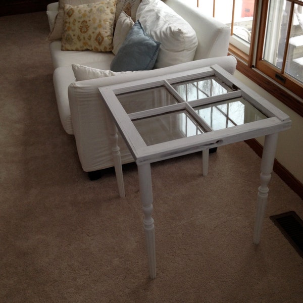 White Window Table, Shabby Chic, Distressed, End table