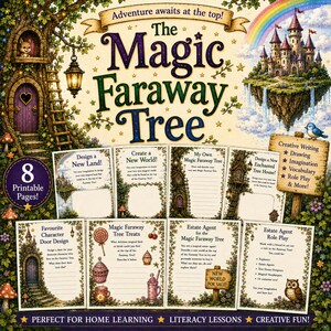Actividades del Árbol Mágico Lejano / Paquete de Escritura Encantada / Escritura Creativa de Fantasía / Hojas de Trabajo de Alfabetización Imprimibles / PDF para Educación en el Hogar