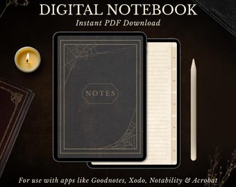 Digital Notebook PDF, Hyperlink Tabs, Goodnotes & Notability, Digital Journal Template, Old Book Aesthetic, Dark Academia Planner, Halloween
