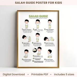 Salah Guide for Kids | Islamic Prayer Steps Poster | How to Pray Muslim Children Wall Art | Islamic Learning Decor
