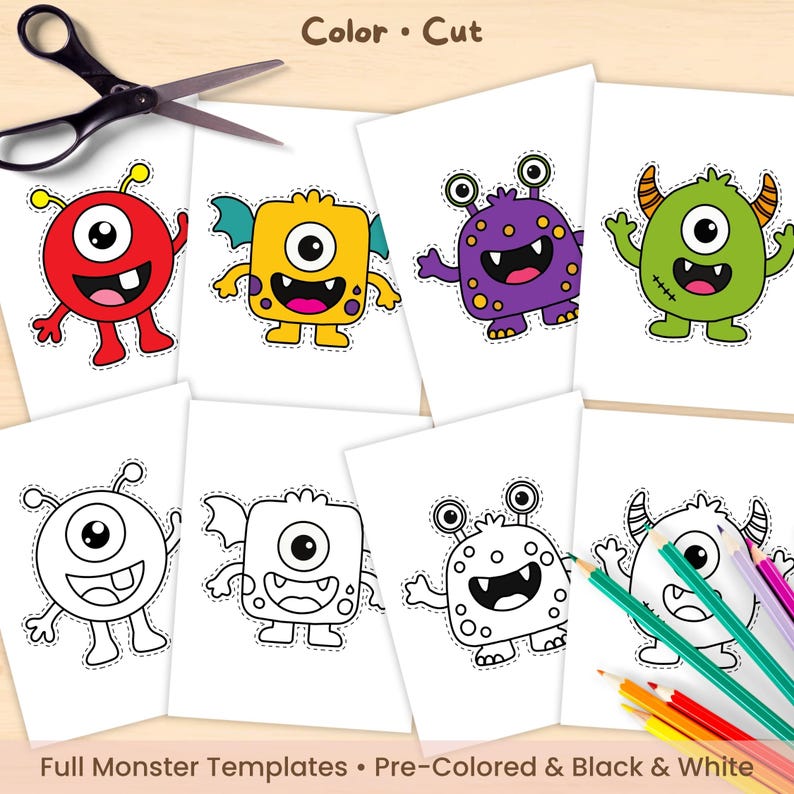 Worksheet Monster Paper Build a Monster Craft, Monster Craft Template, Printable Kids Paper ...