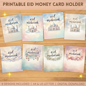 Eid Geld Kartenhalter Printable | Minimalistische elegante Eid Cash Geschenkkarte | 4x5 Größe | A4 & US Letter | Digitaler Download