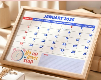 2026 Druckbarer Monatskalender PDF | Minimalistischer Pastell Wandplaner | 12-Monats-Organizer für Familie, Kinder & Büro | Sofort Download