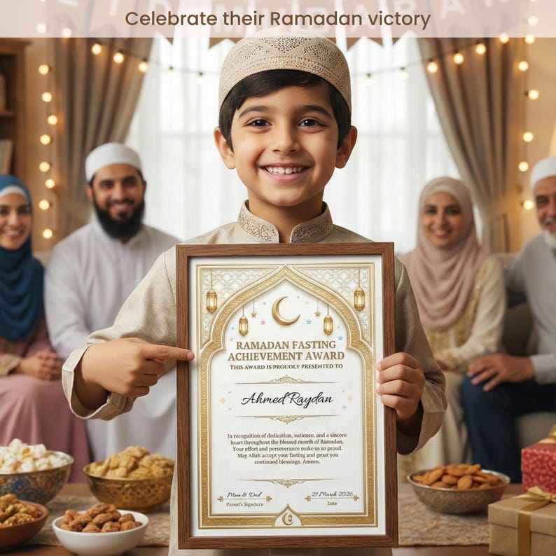 Ramadan Fasting Certificate for Kids Printable | Islamic Achievement ...