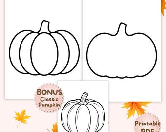 Pumpkin Template Printable PDF, Pumpkin Outline Template, Pumpkin Stencil, Pumpkin Pattern, Fall Craft, Preschool Activity, Classroom Decor