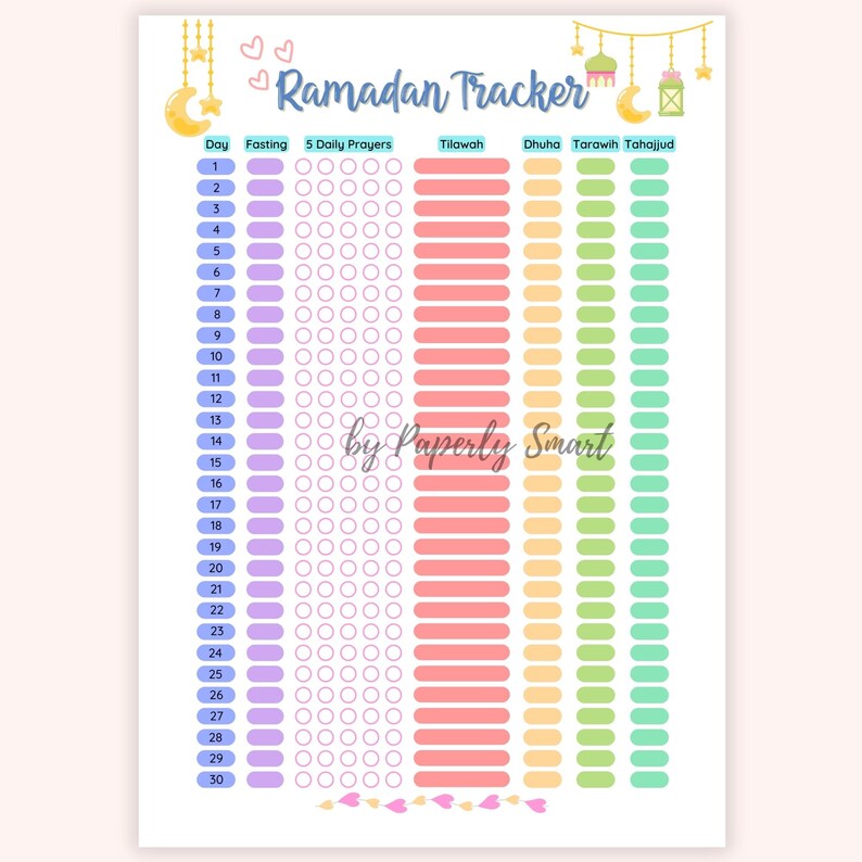 Ramadan Prayer & Fasting Tracker Printable | Islamic Salah Tracker ...