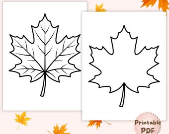 Maple Leaf Template Printable PDF, Fall Leaf Template, Autumn Leaf Outline, Leaf Coloring Page, Leaf Craft for Kids