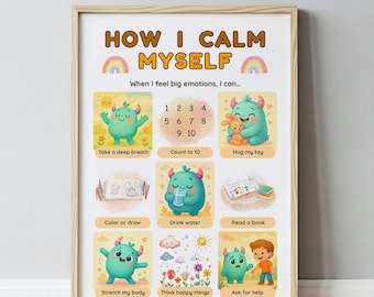 How I Calm Myself Poster für Kinder | Beruhigungskonzepte Printable | Karte zur emotionalen Regulierung | SEL Klassenzimmer Wandkunst