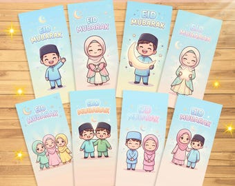Eid Money Envelope Printable for Kids | Cute Eid Mubarak Envelopes | 8 Designs | A4 & US Letter | Digital Download