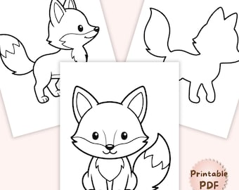 Fox Template Printable PDF, Woodland Animal Template,  Kids Craft Ideas, Fox Coloring, Cut Out, Stencil, Decor