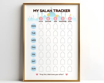 Weekly Salah Tracker for Family Printable | Islamic Kids Prayer Chart | 5 Daily Salah Tracker | Muslim Family Prayer Chart PDF