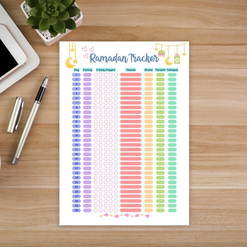 Ramadan Prayer & Fasting Tracker Printable | Islamic Salah Tracker ...