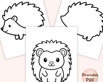 Hedgehog Template Printable, Woodland Animal Template, Hedgehog Craft, Fall Coloring Activity, Classroom Autumn Craft PDF