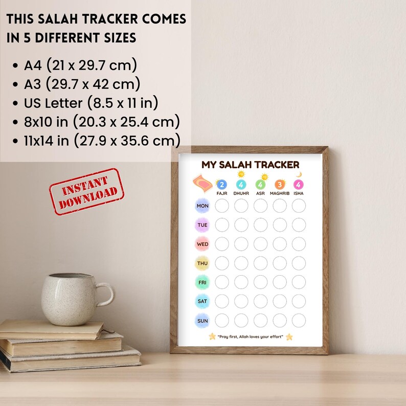 Weekly Salah Tracker for Kids Printable | Islamic Prayer Chart | 5 ...