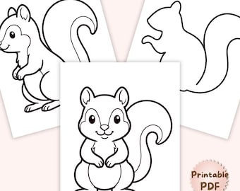 Squirrel Template Printable PDF | Woodland Animal Template | Squirrel Craft | Kids Paper Craft | Fall Bulletin Board