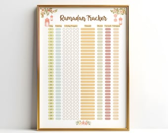Ramadan Prayer & Fasting Tracker Printable | Islamic Salah Tracker, Taraweeh, Tilawah Planner | Ibadah Checklist | PDF Digital Download