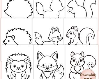 Kids Paper Craft, Woodland Animal Templates, Fox Squirrel Hedgehog Printable, Animal Craft PDF, Fall Bulletin Board