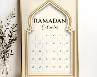 Ramadan Calendar Printable | Islamic Ramadan Countdown | Ramadan Daily Tracker for Kids | Modern Gold Ramadan Advent Calendar