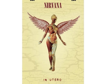 Plakat z albumem Nirvana In Utero – rzadkie pamiątki z dawnego zespołu, dekoracja ścienna