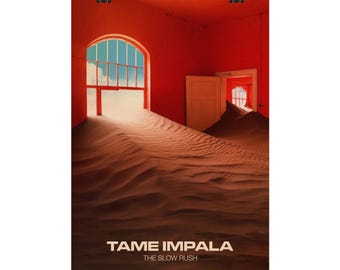 Plakat Tame Impala: The Slow Rush – wystrój w stylu vintage z muzyką rockową