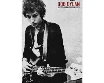 Plakat „Subterranean Homesick Blues” Boba Dylana – wystrój w stylu vintage z muzyką rockową