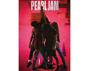 Plakat z okładką albumu Pearl Jam - Ten - wystrój w stylu vintage rock music