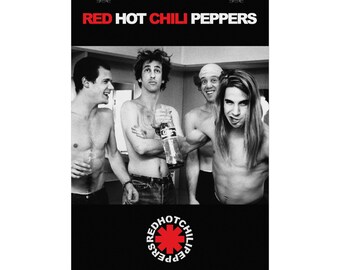 Plakat zespołu Red Hot Chili Peppers w stylu vintage – sztuka ścienna z pamiątkami muzyki rockowej