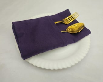 Dark purple cloth napkins: Set of 100 - Softened Stonewashed Cloth