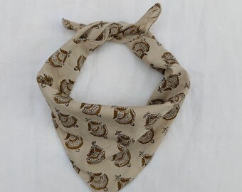 Block print bandanas Bohemian Style Cotton Neck Scarf, Boho Soft Cotton Bandana, Cotton Neckerchief, Cotton Square Scarf gift handkerchief