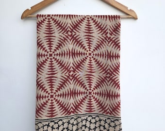 Indian Block Print Cotton Sarong: Purple Floral Beach Wrap