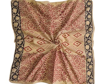 Hand Block Print Cotton Bandana: Organic Scarf, Head Wrap