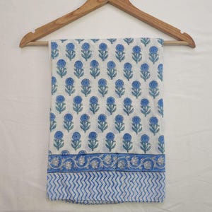 Hand Block Print Cotton Sarong: Purple Floral Beach Wrap