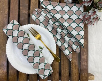 Indian Hand Block Printed Napkin Set – Natural Dye Cotton Cloth Napkins – Sustainable Table Decor