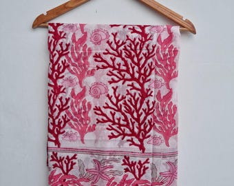 Hand Block Printed Cotton Sarong: Bohemian Beach Cover-Up,