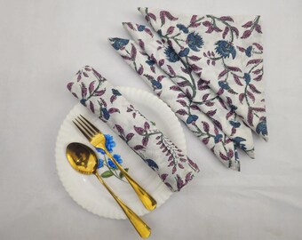 Hand Block Printed Cotton Napkins: Table Cloth Reusable Eco Friendly Party Napkins