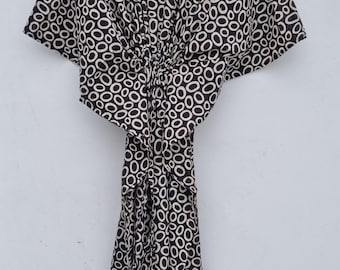 Hand Block Printed Kaftan | Cotton Lounge/Spa wear Dress | Boho Resort Wear | Bohemian Summer Maxi, Vacation Dress | Free Size Comfort Dress